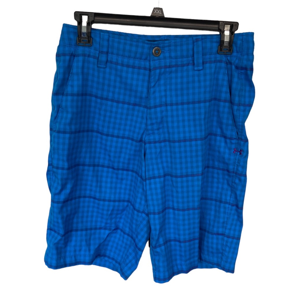 Under Armour‎ Mens Plaid Shorts Royal Blue/Purple Si